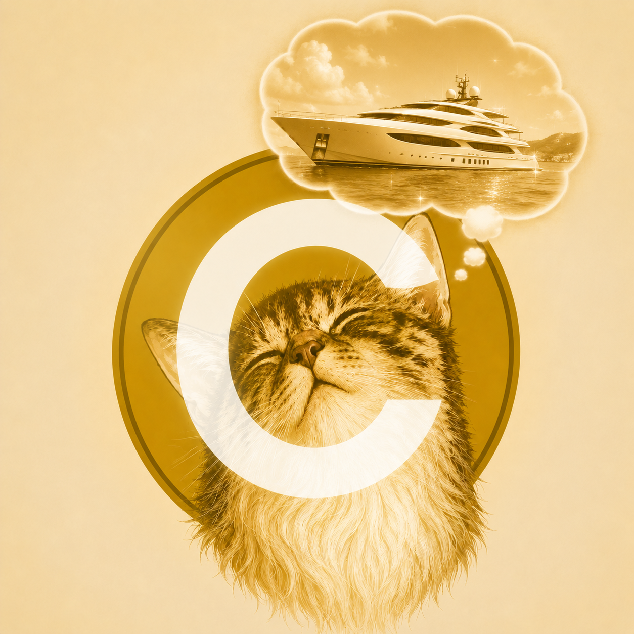 OldCate dreaming of his superyacht